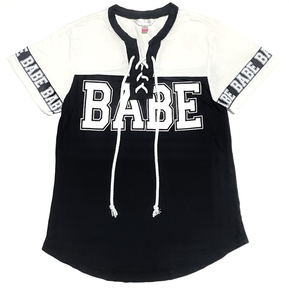 No Boundaries Babe Black White T-Shirt Juniors Size Small 3-5‎ Vintage